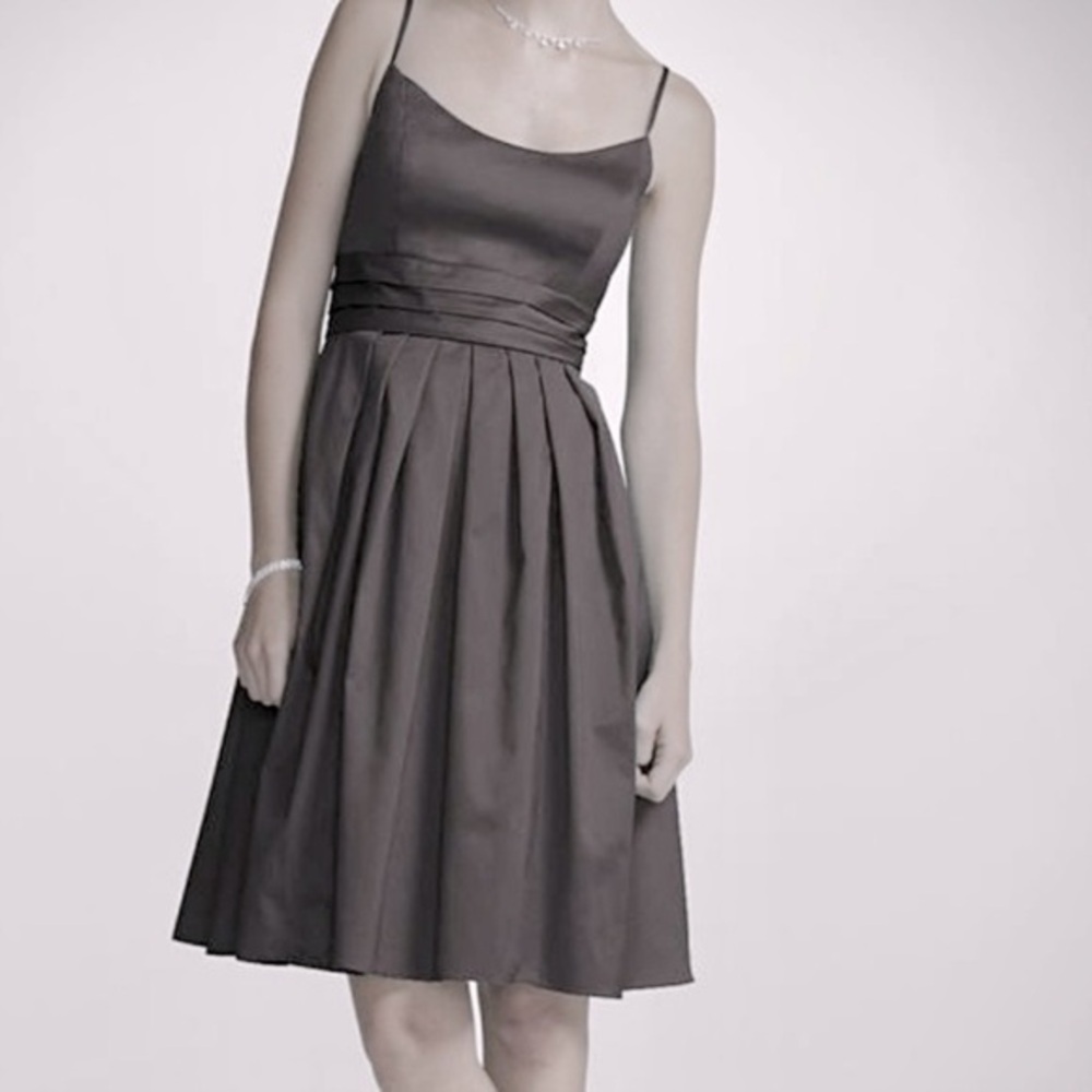 DAVID'S BRIDAL woman's Gray pleaded cocktail dress size 12